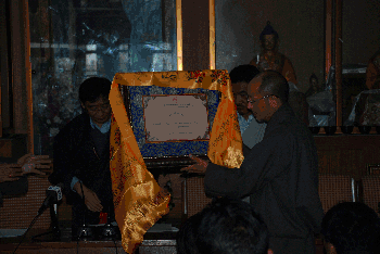 Presenting Yuthog Award Certificate to Late Dr. Tenzin Choedak - 15th March 2010